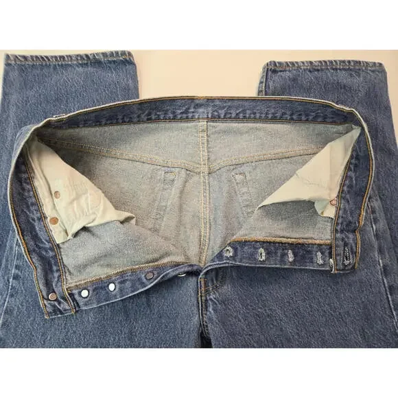 Levis Vintage 80s USA 501 0115 Button Fly Blue Denim Jeans Mens Size 35x32